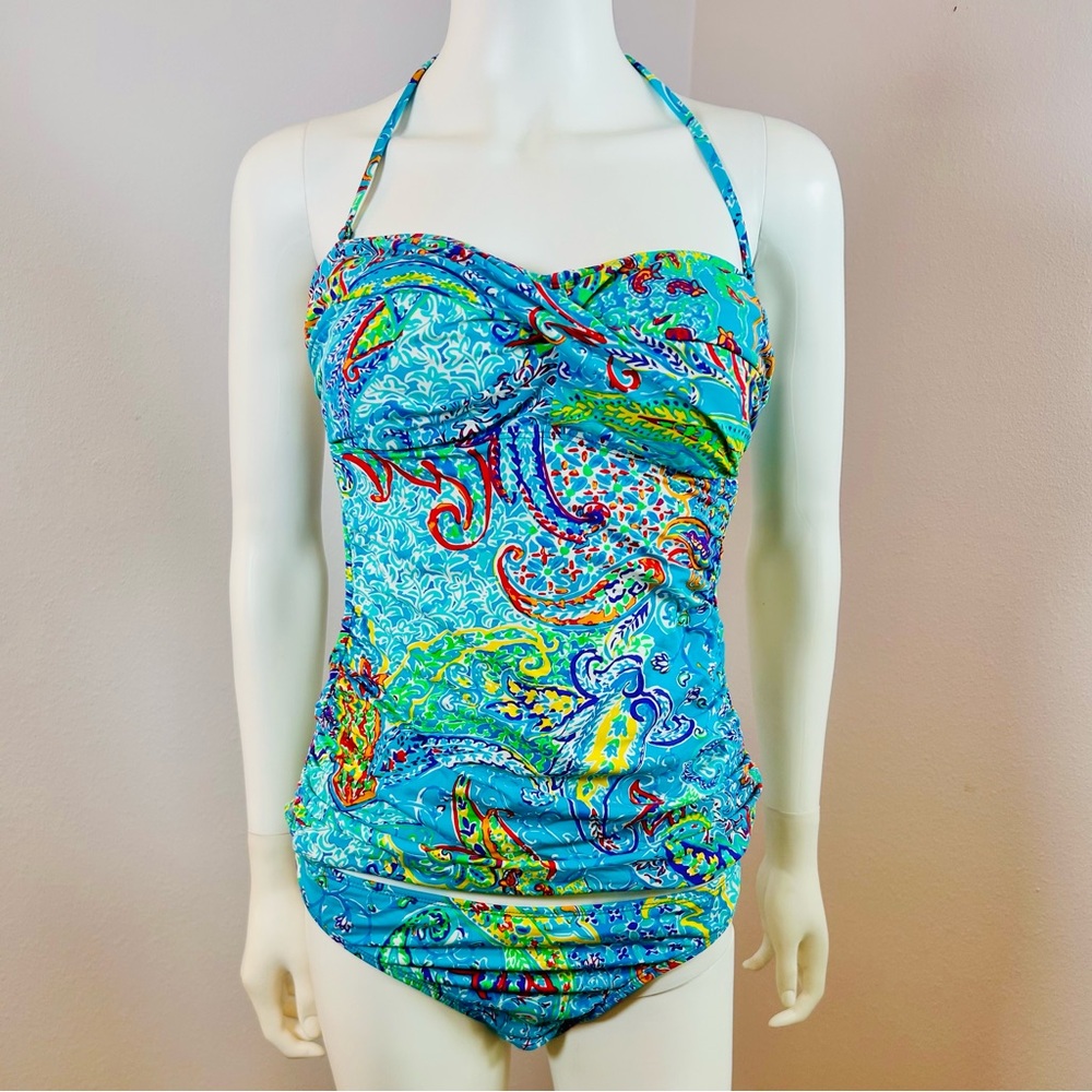 Ralph Lauren Carnivale Paisley Tankini swim set Blue/multi Size 8/10